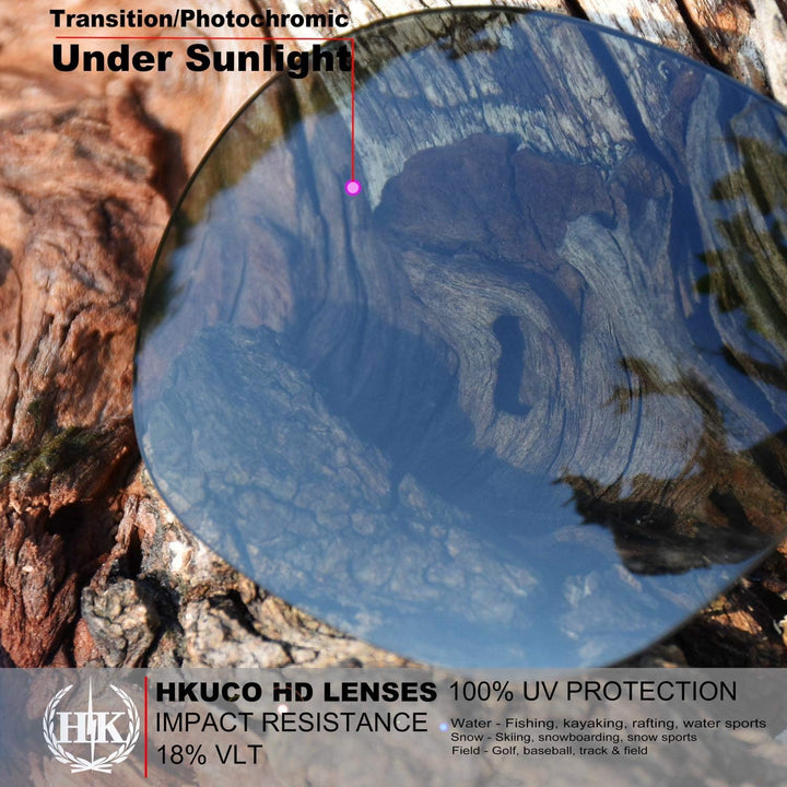 HKUCO Mens Replacement Lenses For Oakley Garage Rock Sunglasses Titanium/Transition/Photochromic, Ti