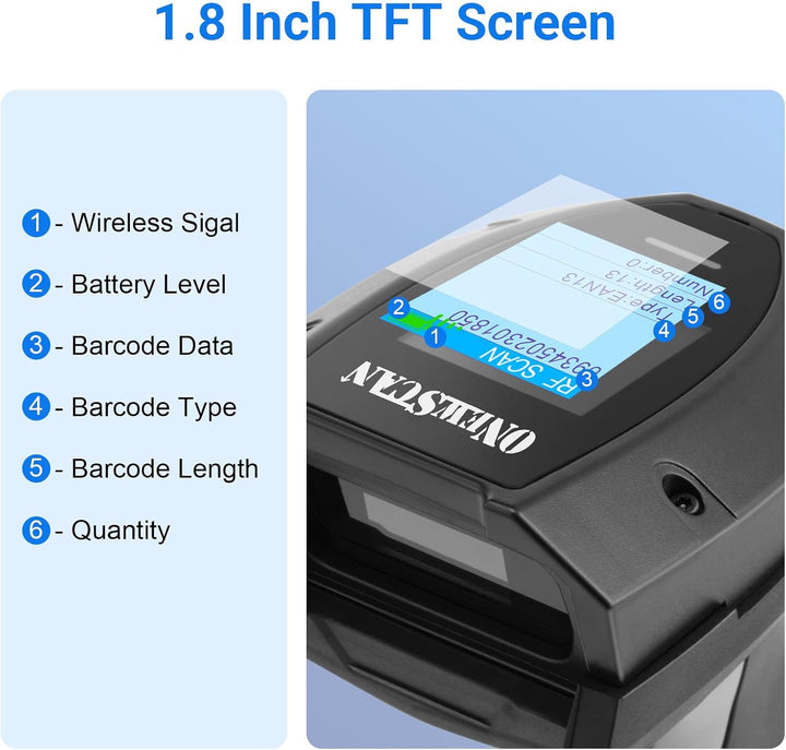 Drahtloser Barcode-Scanner, 1D-Laser-Barcode-Scanner mit Ladestation, unterstützt 2,4-GHz-Funkverbin