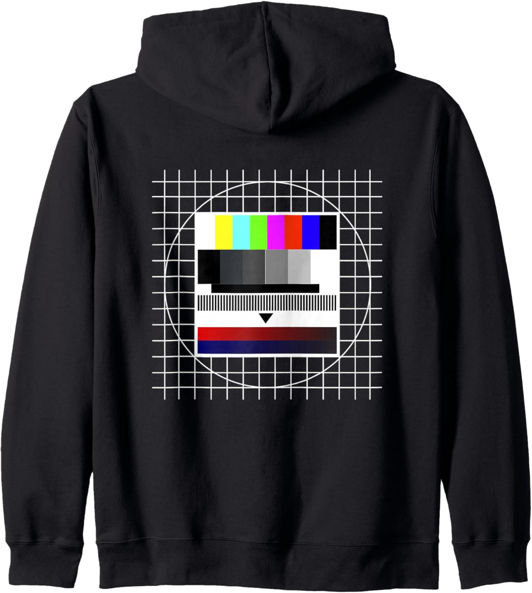 Backprint Testbild und Standbild Retro Kapuzenjacke