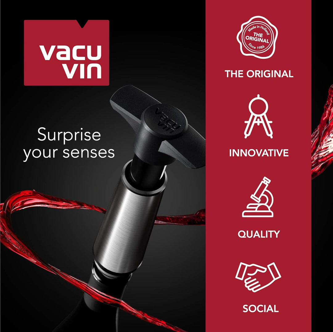 Vacu Vin Wine Saver Concerto Wine Pump with 1 Wine Server/Pourer 3 Stoppers, Gift Set Black Einheits