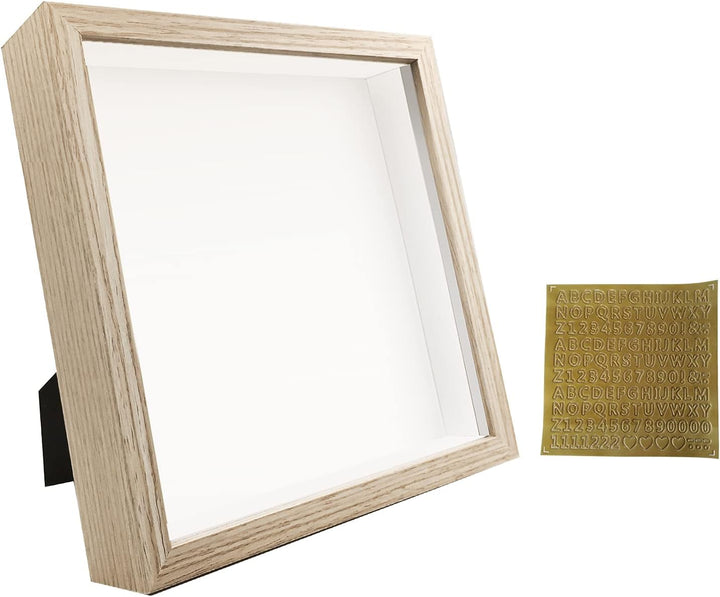 sunmeg 2Pcs 3D Bilderrahmen zum Befüllen 20 x 20cm Bilderrahmen Tief 3D Objektrahmen Hölzern bis 3cm