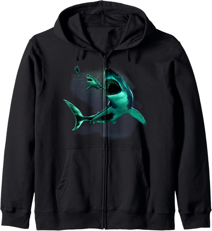 Monster Megalodon Shark, Weisser Hai &amp; Taucher Kapuzenjacke