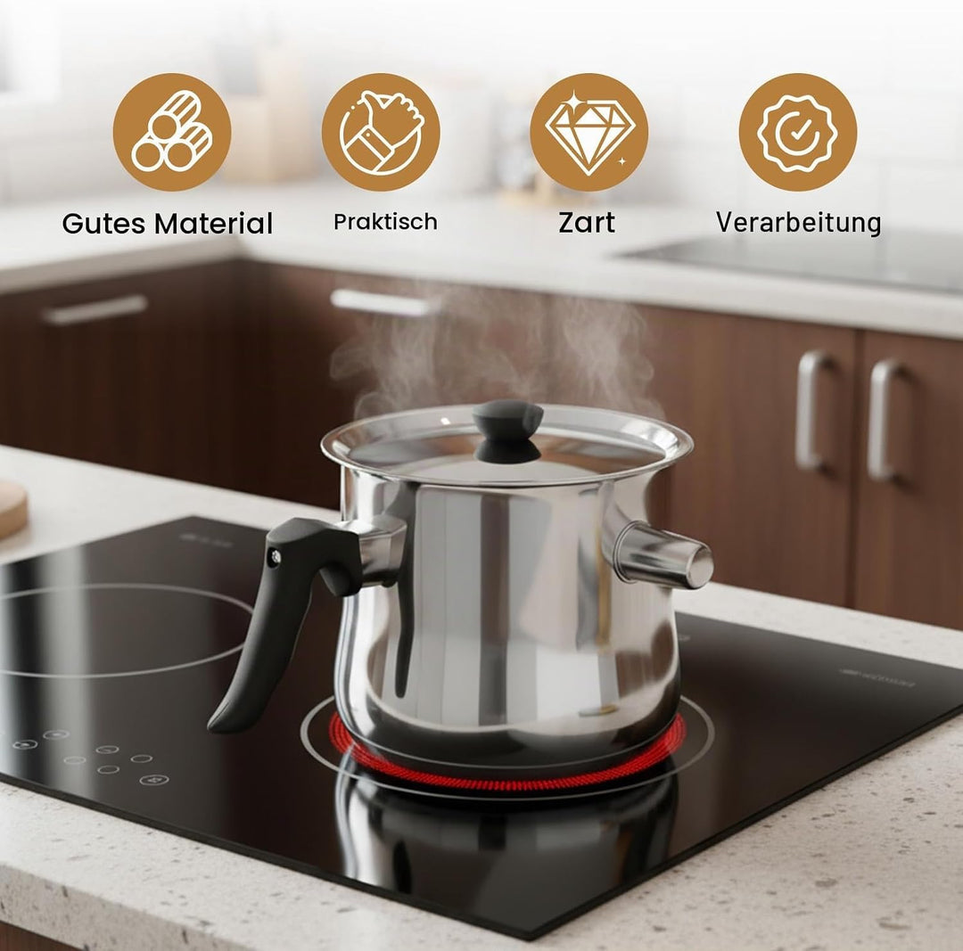 1.5l Milchtopf Induktion, Milchtopf Doppelwandig Mit Ausgiesser Und Rutschfester, Simmertopf Kochtop