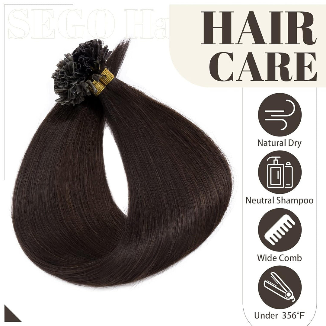 SEGO Bondings Extensions Echthaar 0.5g/Strähnen 100 Strähnen Haarverlängerung Keratin U-Tip Glue 100
