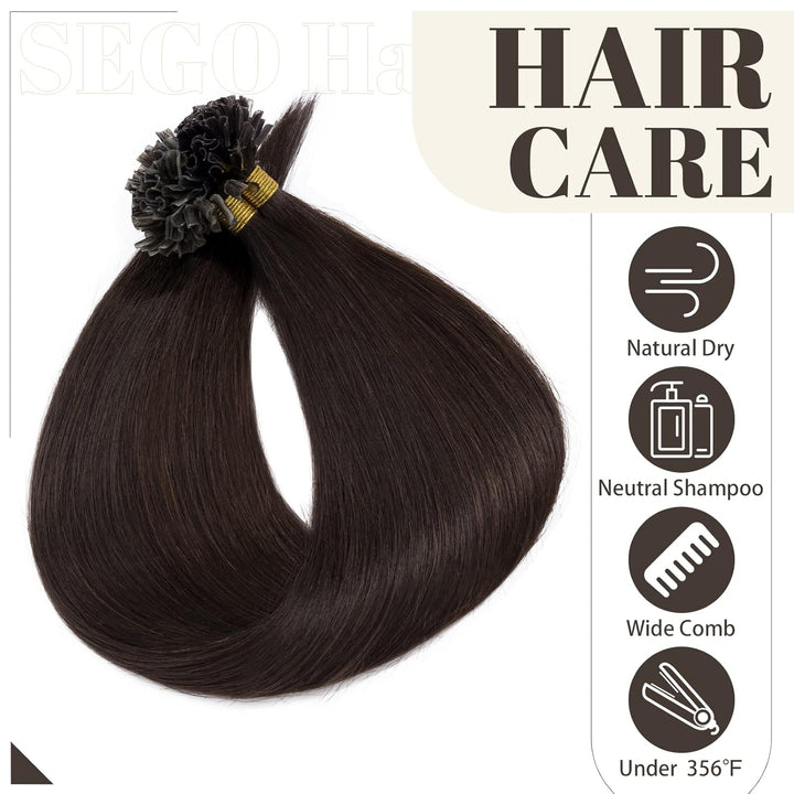 SEGO Bondings Extensions Echthaar 0.5g/Strähnen 100 Strähnen Haarverlängerung Keratin U-Tip Glue 100