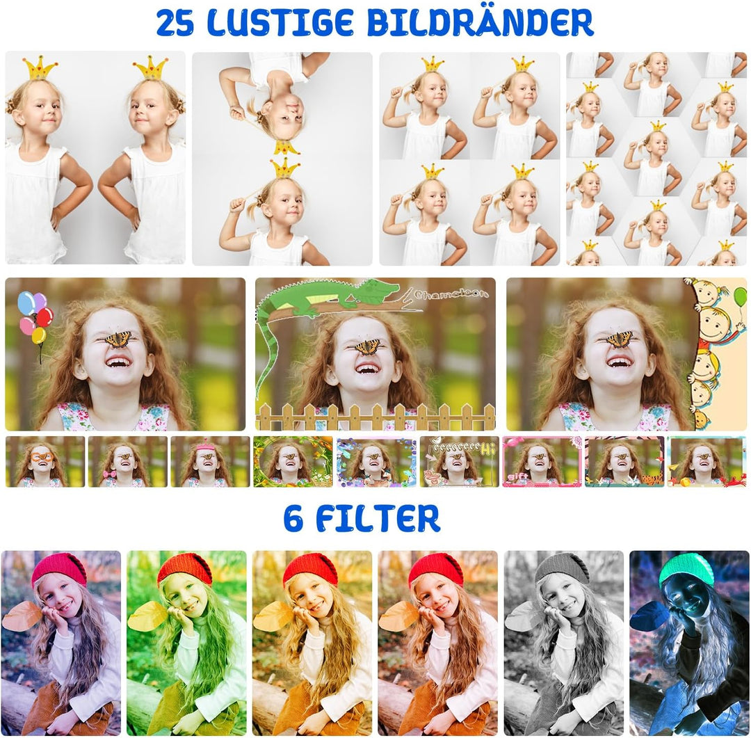 ARNSSIEN Digitalkamera für Kinder Kamera,2,4" IPS Kinderkamera mit 180°Flip | 1080P videokamera &amp; Se