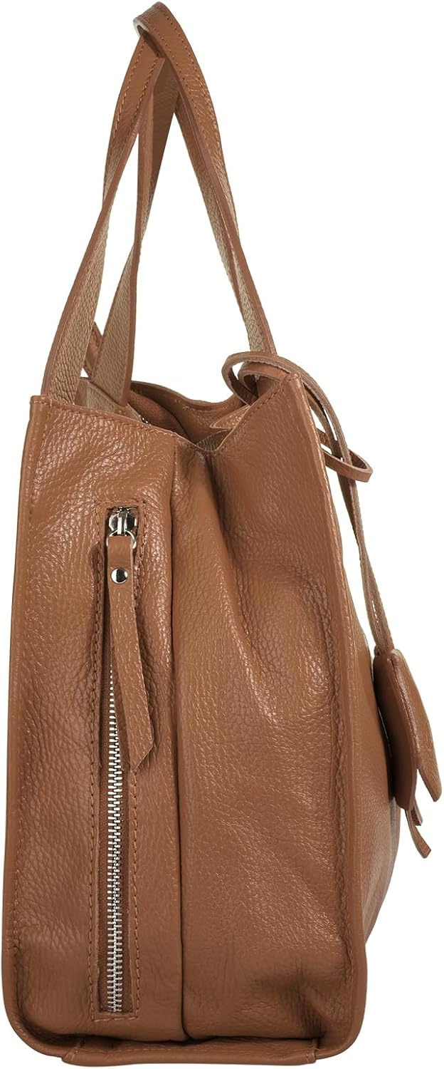 Shopper Echt Leder Damen Made in Italy, Smartphonefach, Ledertasche Damen, Handtasche Echtleder, Umh