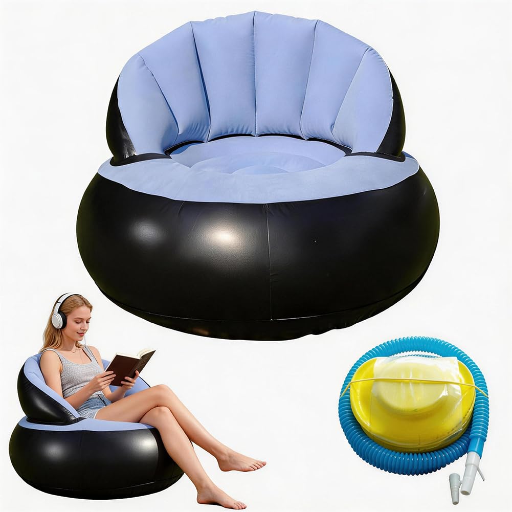 Aufblasbare Sofa,Aufblasbarer Sofastuhl Tragbarer Aufblasbarer Stuhl Beflocktes Luftsofa Rundes Outd
