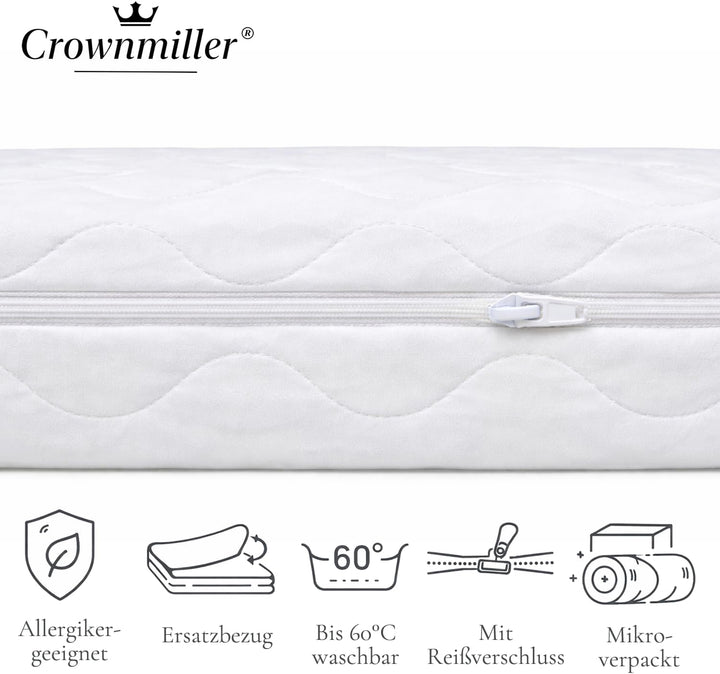 Microfaser Matratzenersatzbezug, Matratzenbezug 70x140 cm für Kindermatratzen von 8 bis 12 cm, 60°C