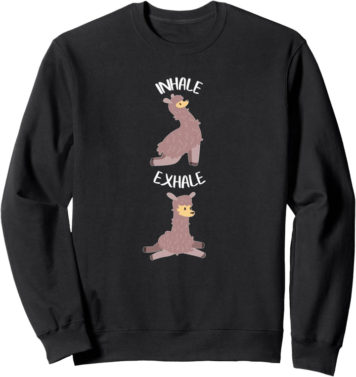 Lustiges Workout Inhale Ausatmen Alpaka Lama Yoga Pose Relax Nickerchen Sweatshirt