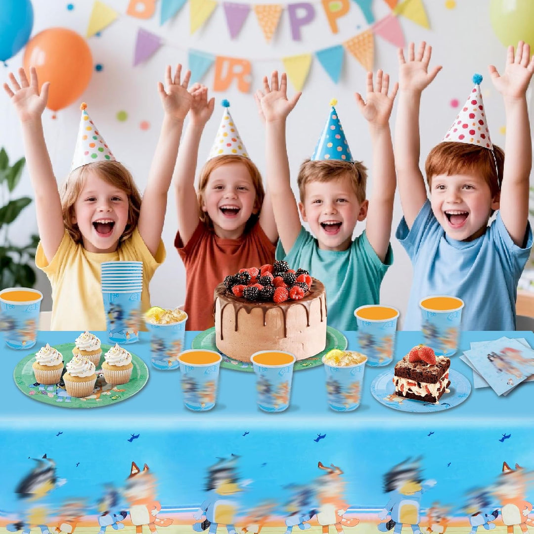 51 Stück Blue Geburtstag Partygeschirr Set, Party Pappteller Kindergeburtstag, Party Tableware Set E
