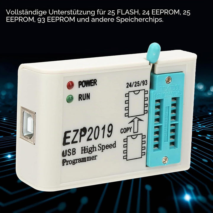 EZP2019 USB Programmierer, Hochgeschwindigkeits USB EEPROM Flasher Programmierer für 24 25 93 BIOS F