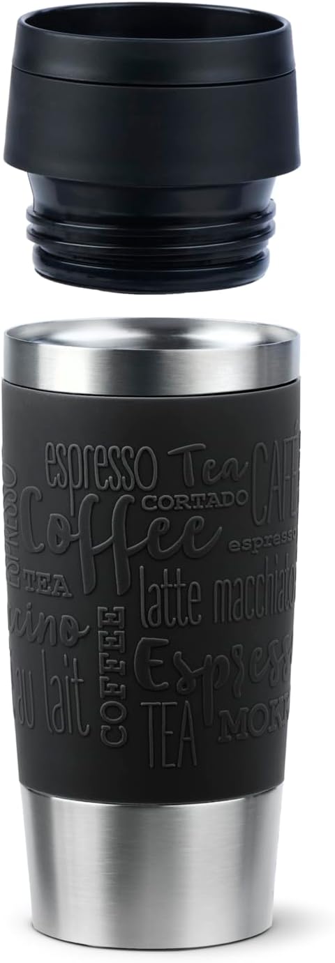 Emsa N20202 Travel Mug Classic Isolierbecher 0,36 Liter | neuer Komfort-Schraubverschluss | Edelstah