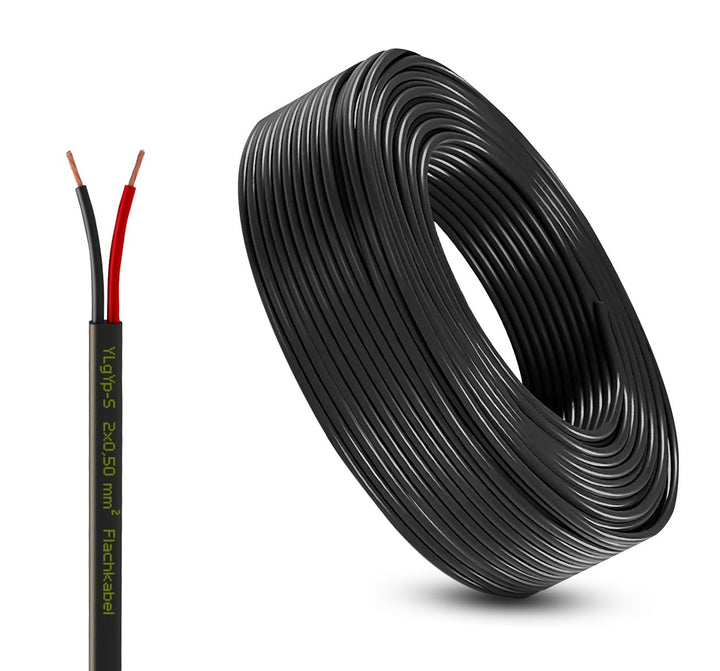 KFZ Kabel 2x0,5–4mm² rot schwarz | Autokabel 12V/24V Stromkabel flach &amp; rund | 2-adrige Fahrzeugleit