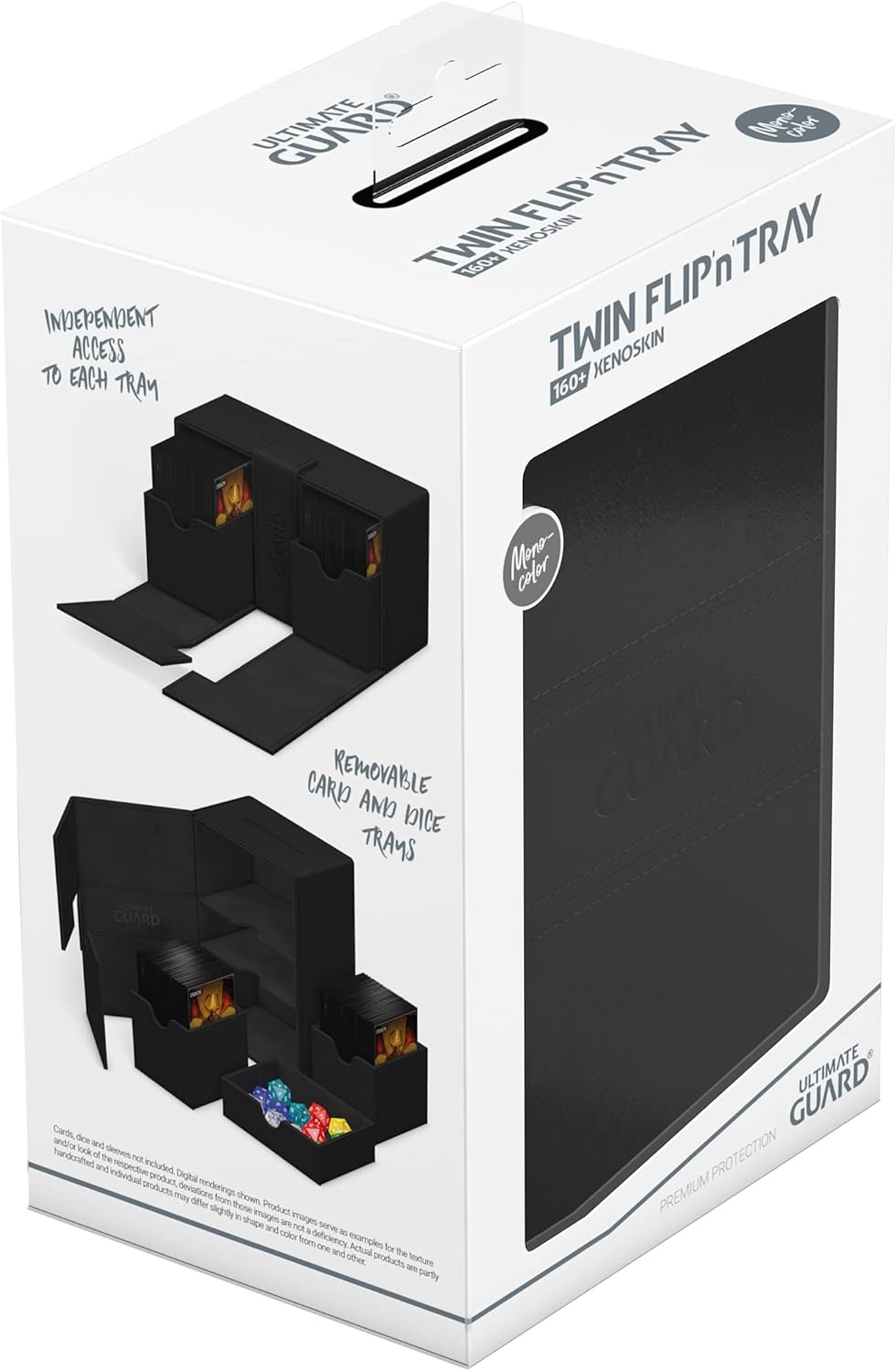 Ultimate Guard UGD011234 Twin Flip`n`Tray 160+ XenoSkin Monocolor Schwarz Kartenbox, Schwarz
