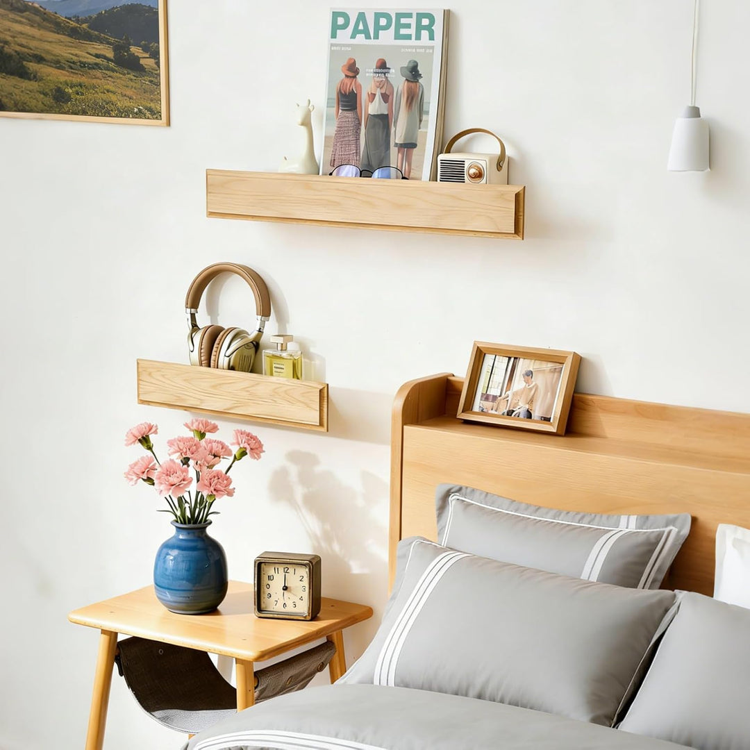 Wandregal Eiche Massiv, Schweberegal Eiche Regalbrett Holz Regale Naturholz für Haus, Wohnzimmer, Ki