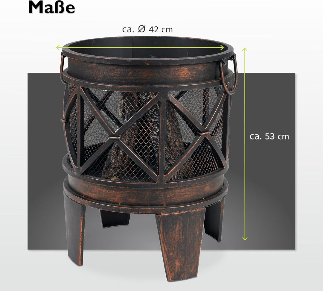 tepro Feuerstelle Gracewood, schwarz/bronze (42 x 42 x 53 cm)