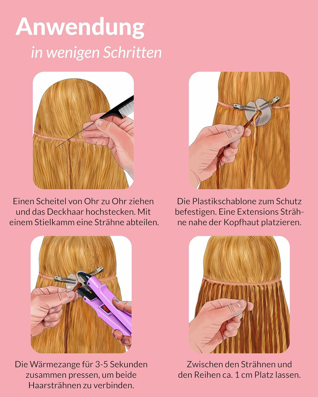 hair2heart Extensions Echthaar Bondings Glatt - 50 Strähnen 0.5g 30cm Honigblond #12 Honigblond 30cm