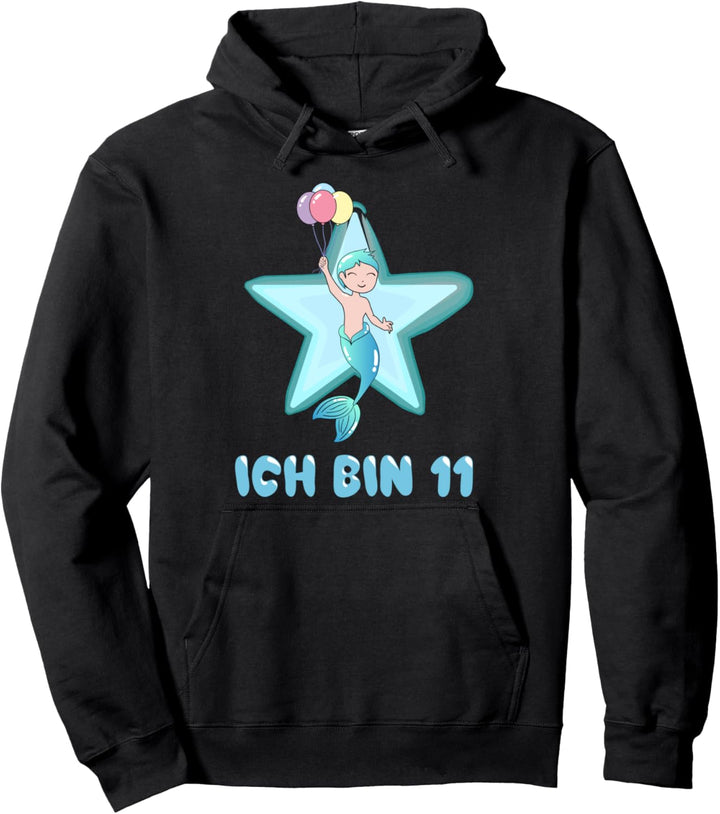 Junge 11. Geburtstag Merman mit Luftballons Ich bin 11 Pullover Hoodie