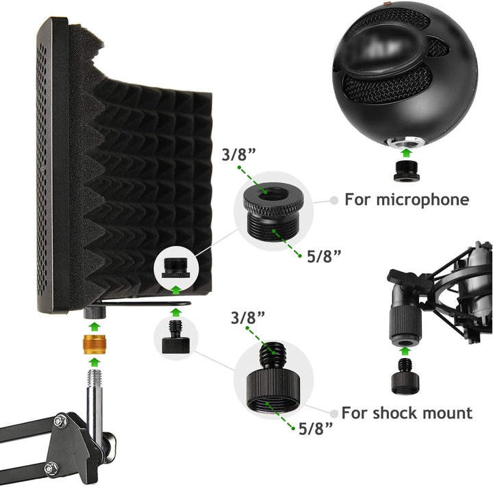 Mikrofon Isolation Schallschutz mit Mikrofonständer & Pop-Filter,Faltbarer Mikrofon Schallschutz für