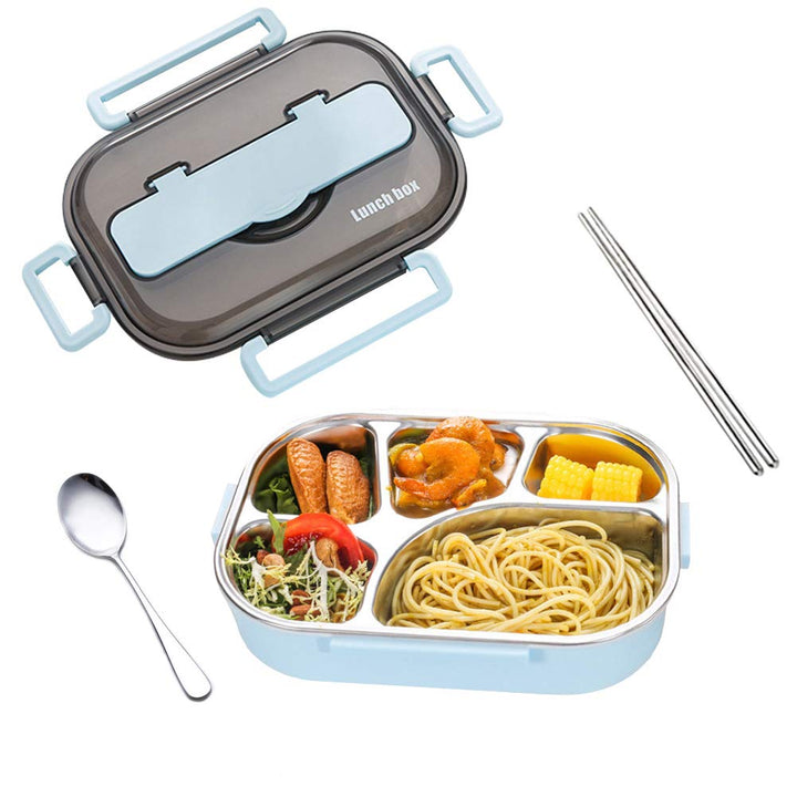 amropi Brotdose aus Edelstahl,Lunchbox mit 2/3/4/5 Fächern,mit Stäbchen und Löffel,Bento Box zum Wan