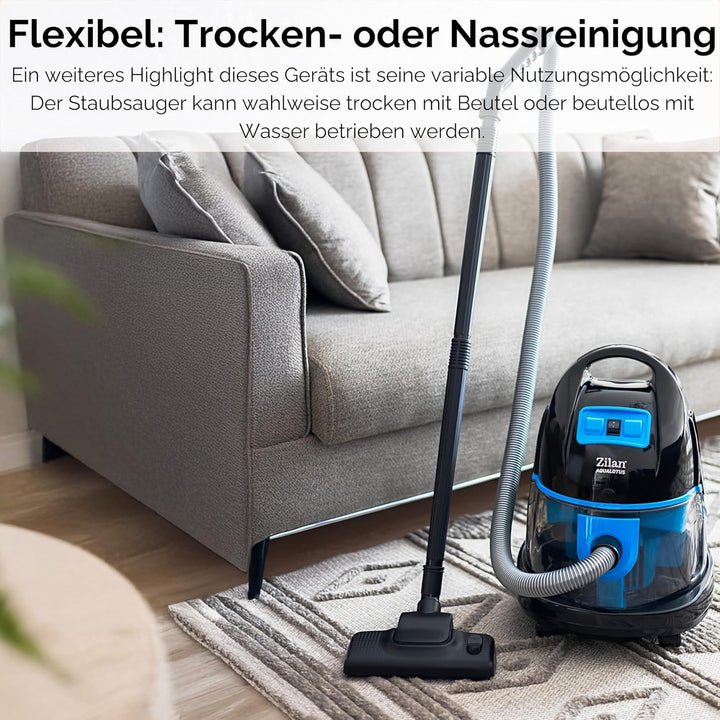 Zilan Wasser Staubsauger mit Wasserfilter | Wassersauger | Staubsauger beutellos | EEK A | H20 Saugl