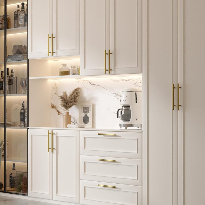 goldenwarm 10 Stück Möbelgriffe Gold Schrankgriffe Gold Türgriffe Gold -LS201GD128 Möbelgriffe 128mm