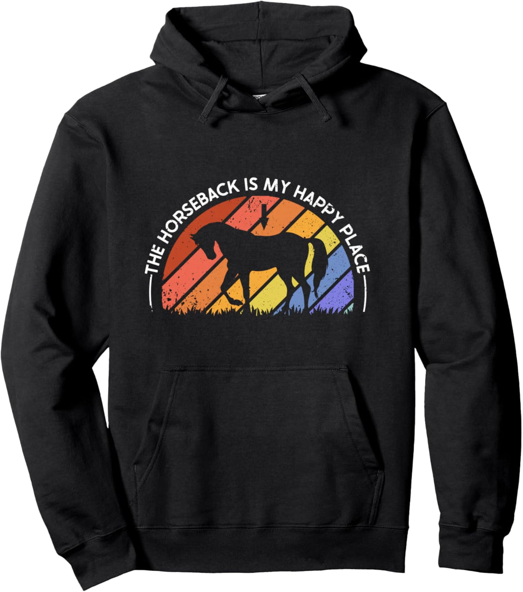 The Horseback Is My Happy Place Horseback Volting Pullover Hoodie