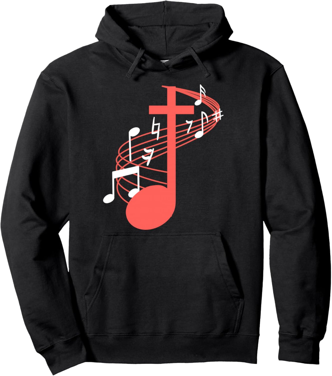 Musiknoten Musik Kreuz Kirchenchor Chor Singen Geschenk Pullover Hoodie