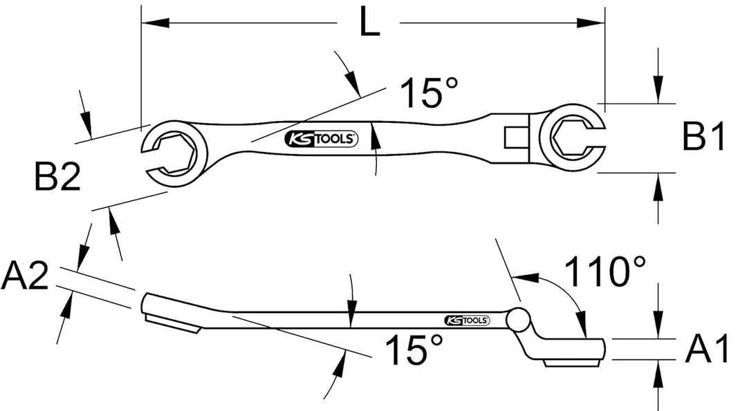 KS Tools 518.0393 CHROME+ Doppelringschlüssel m.Gelenk, 27mm,offen