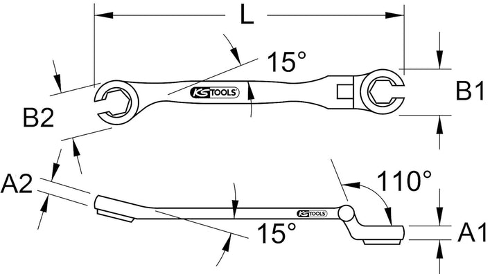 KS Tools 518.0392 CHROME+ Doppelringschlüssel m.Gelenk, 24mm,offen