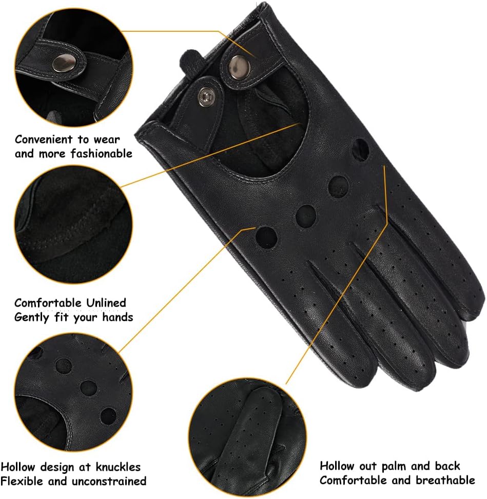 MGGM collection Damen Leder Autohandschuhe Lederhandschuhe Ungefüttert XS Schwarz(thouchscreen), XS