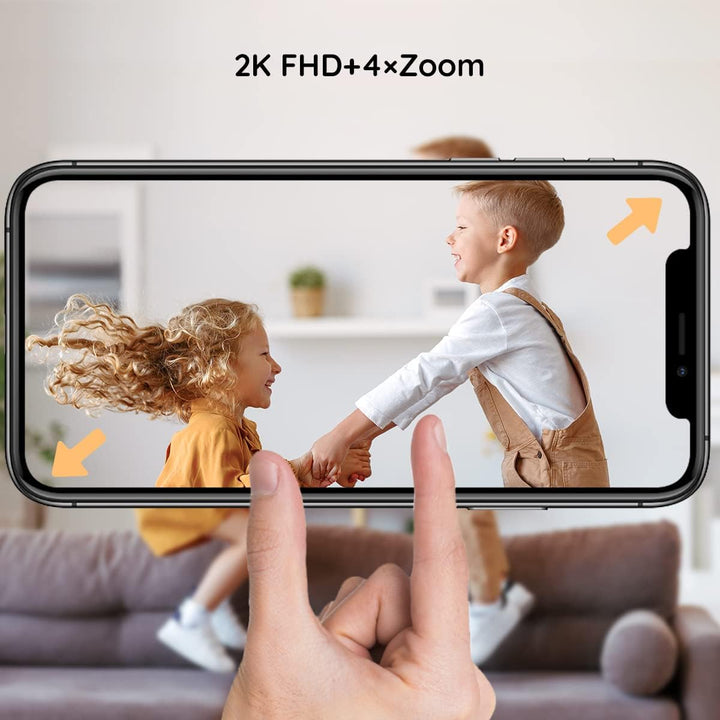 BOIFUN Babyphone mit 2 Kamera App, 2K HD Bild, PTZ 355°/60°, 4×Zoom, Automatische Verfolgung, Weinen
