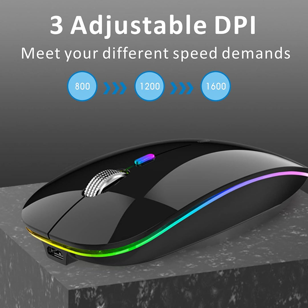 Uiosmuph G12 Maus Kabellos, LED 2.4G Leise Funkmaus Wiederaufladbar Wireless Mousemit Nano-USB-Empfä