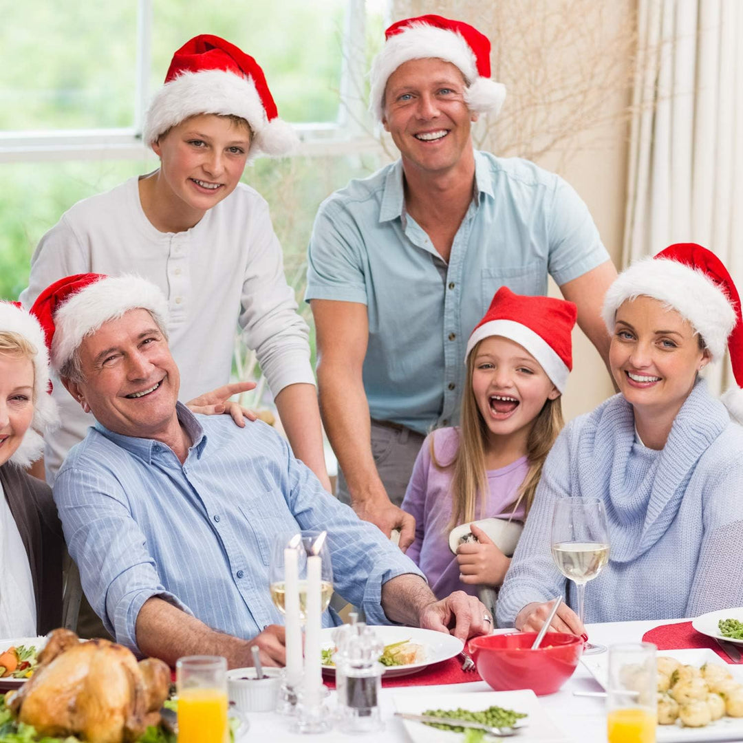 Elcoho 20 Pack Nikolausmütze Weihnachtsmütze Erwachsene plüsche weihnachtsmann mütze Vliesstoff Weih