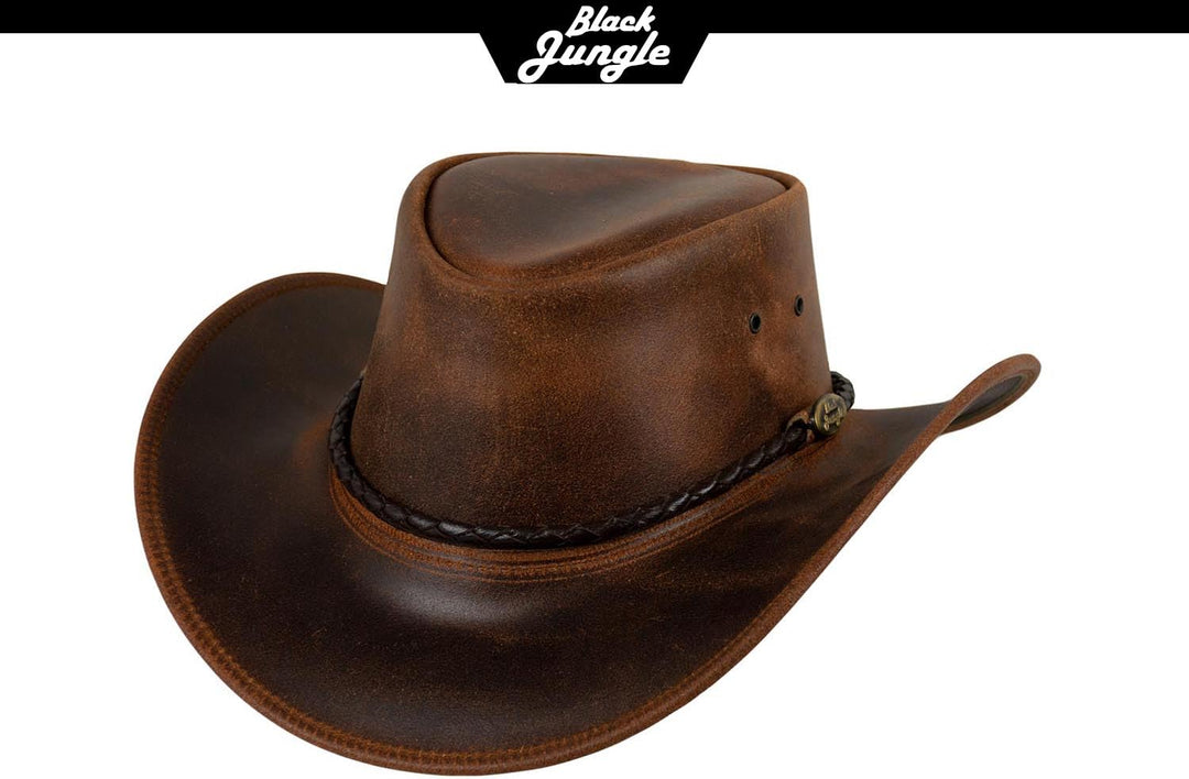 Black Jungle Kimbolton Lederhut, Westernhut, Australienhut, Cowboyhut M Ocker, M Ocker