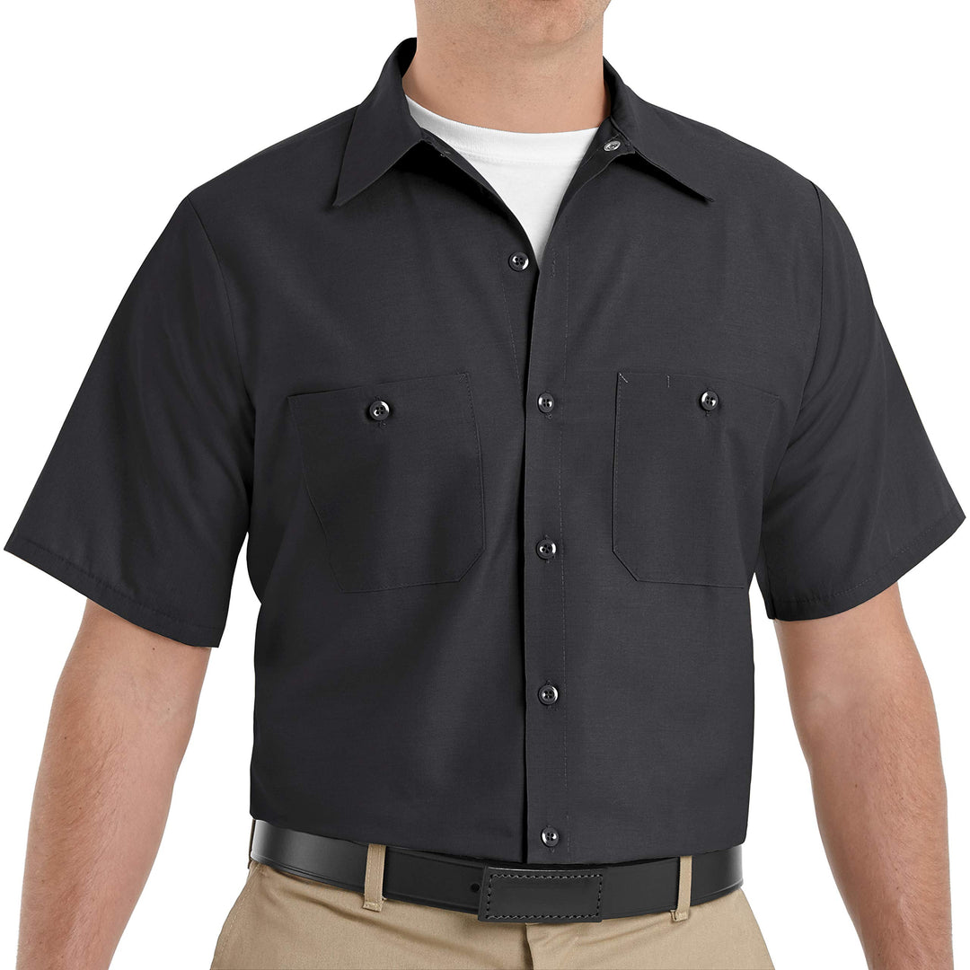 Red Kap Herren Industrial Work Shirt, Regular Fit, Short Sleeve Button-Down-Arbeitshemd S Schwarz, S