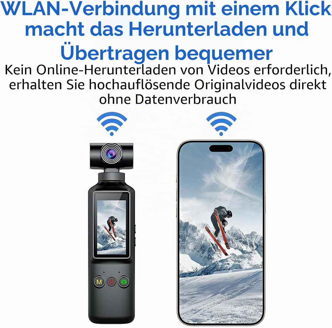 OBEST Action Cam 4K mit 64GB Mini Action Kamera Handheld WiFi Bodycam Körperkamera mit 270° Gedrehte
