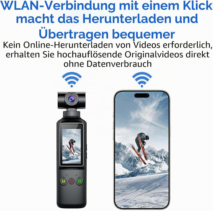 OBEST Action Cam 4K mit 64GB Mini Action Kamera Handheld WiFi Bodycam Körperkamera mit 270° Gedrehte