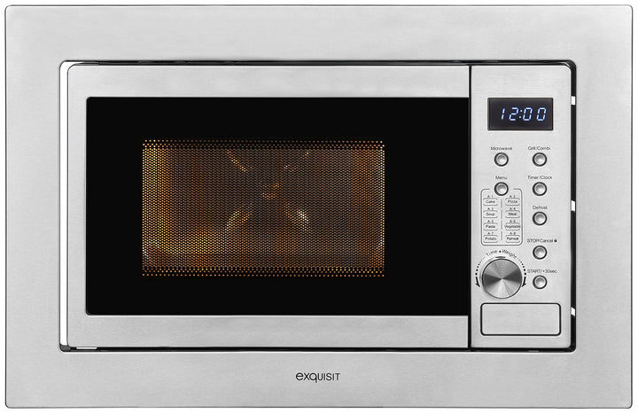 Exquisit Einbaumikrowelle EMW20-DG-020 inox | 800 W Leistung | 1000 W Grill | 8 Autokochprogramme| D