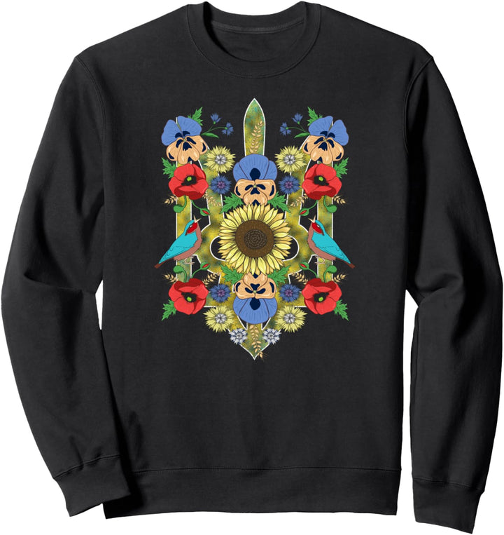 Ukraine Birds Sonnenblume Trysub Vintage Ukrainische Vyshyvanka Sweatshirt