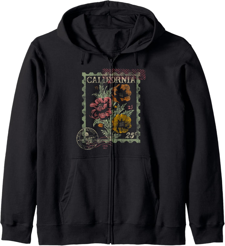 Floral California Poppy Stamp Kapuzenjacke