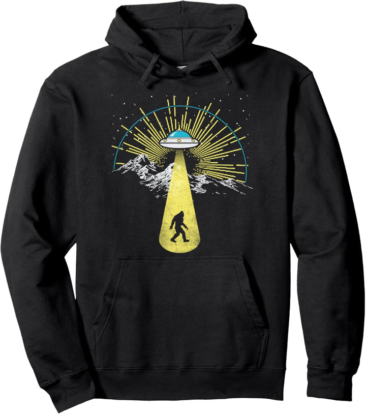 Bigfoot UFO Abduction - Stars &amp; Mountains Graphic Pullover Hoodie