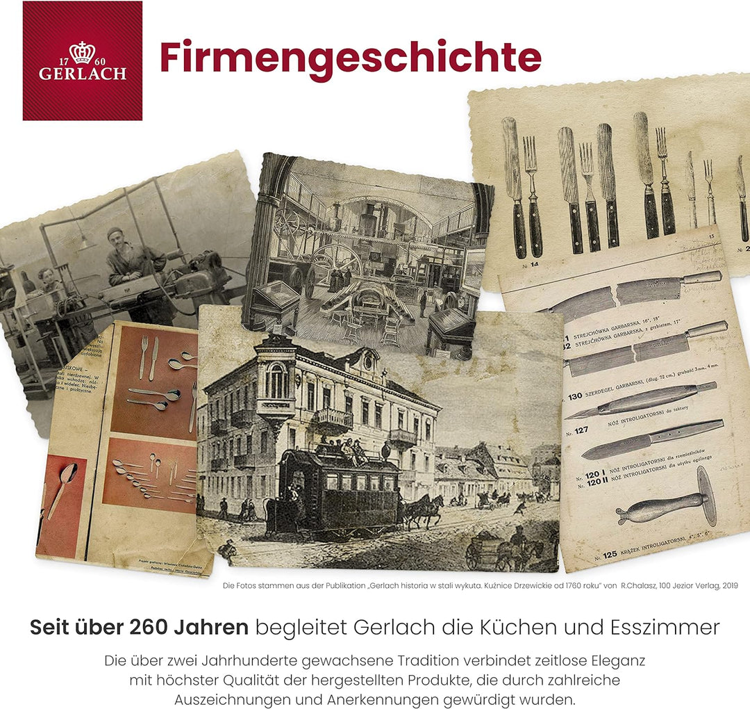 Gerlach Antica Besteck-Set 12 Personen Spülmaschinenfest Essbesteck Edelstahl Elegantes Besteck Mess