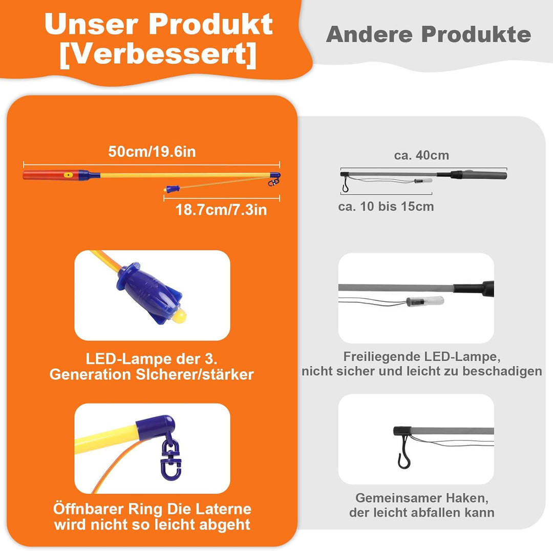 REDTRON 4er LED Laternenstab Elektrisch 50cm für St Martin, Sankt Martin Laterne Kinder Elektrischer
