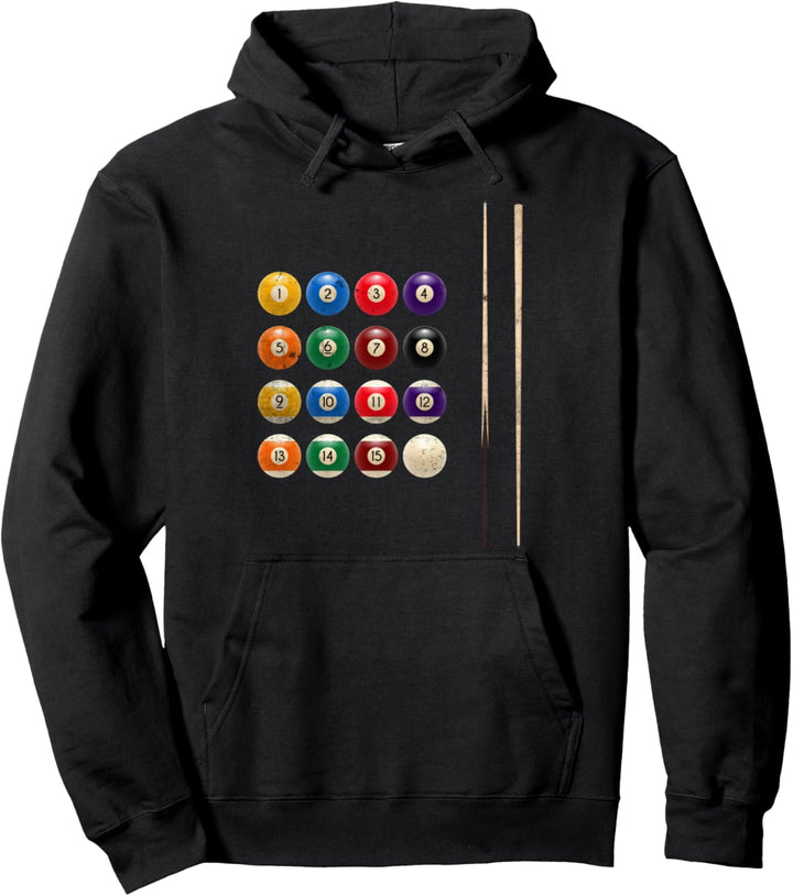 Lustige Billardkugeln Pool Rack Cue Stick Snooker Spieler Pullover Hoodie