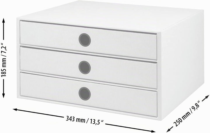 Rössler SOHO 3er Schubladenbox A4 aus Papier | Büro Organizer Schreibtisch| Schubladen Organizer Bür