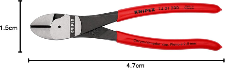 KNIPEX Kraft-Seitenschneider mit Kunststoff überzogen 200 mm, 74 01 200 Blau 200 mm / Standard-Verpa