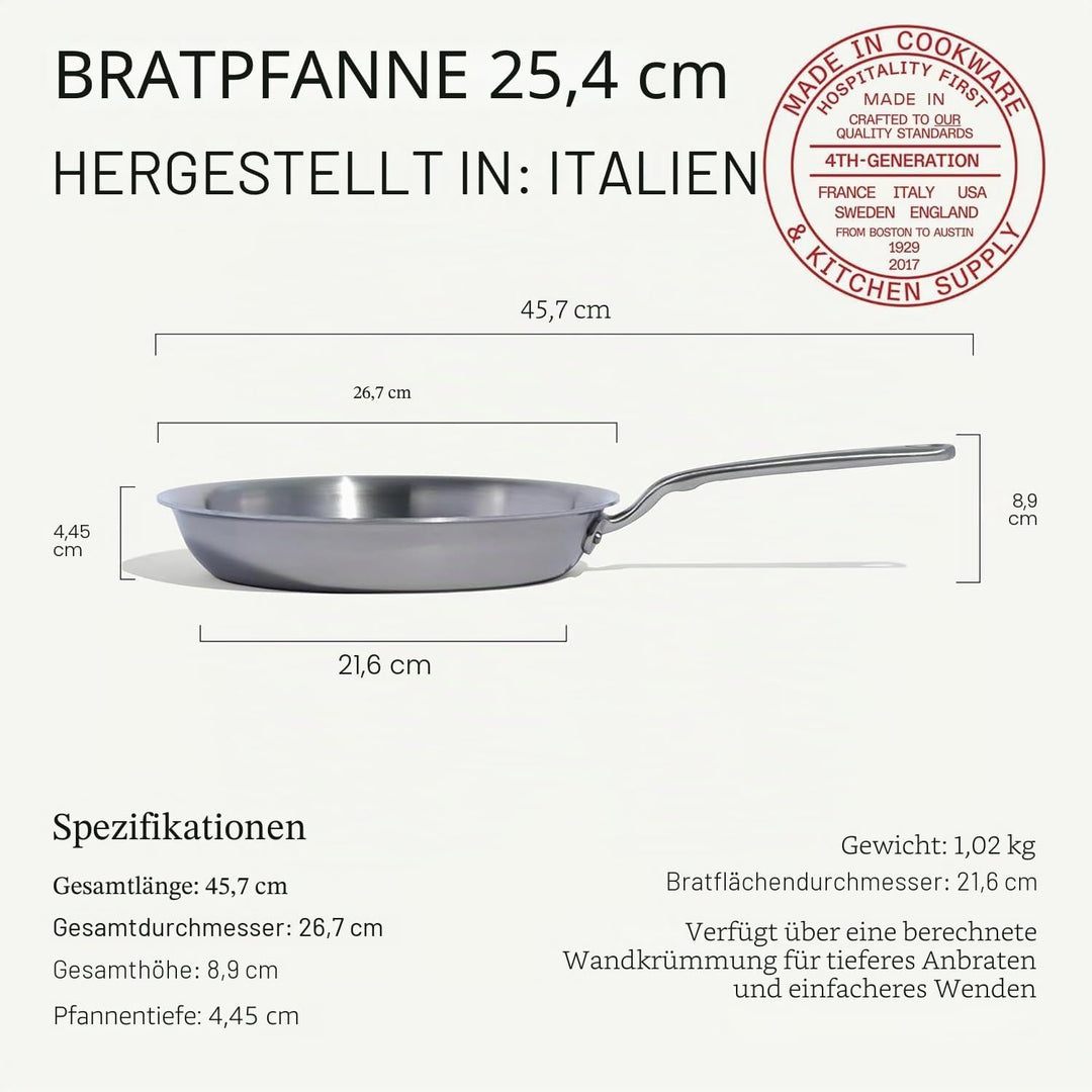 Made In Cookware – 25,4 cm Edelstahl-Bratpfanne – 5-lagige Edelstahlbeschichtung – Professionelles K