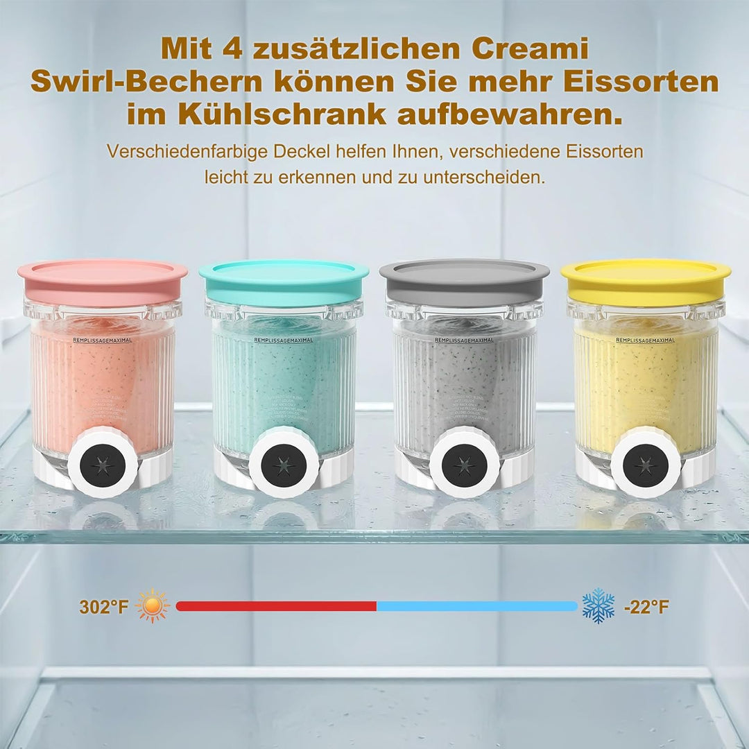 4 Stück Behälter für Ninja CREAMi Swirl, 480ML Eisbehälter für Ninja Eismaschine NC700 & NC701EU Ser